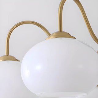 ZOWALA  - Modern Walnut Brass Glass Drum Chandelier Image - 7