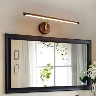 Rotatable Modern Linear Walnut Metal Vanity Light Zowala Image - 2