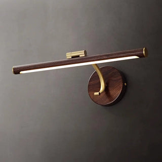 Rotatable Modern Linear Walnut Metal Vanity Light Zowala Image - 3