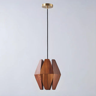 ZOWALA - Modern Dining Room Geometric Walnut Wood Pendant Light Image - 10