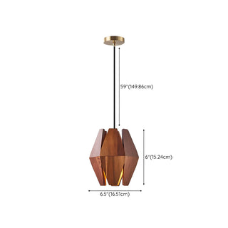 ZOWALA - Modern Dining Room Geometric Walnut Wood Pendant Light #size