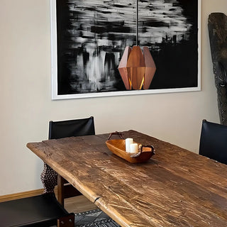 ZOWALA - Modern Dining Room Geometric Walnut Wood Pendant Light Image - 3
