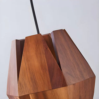 ZOWALA - Modern Dining Room Geometric Walnut Wood Pendant Light Image - 6