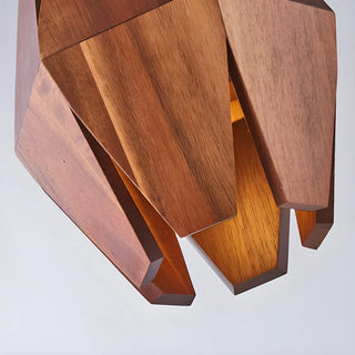 ZOWALA - Modern Dining Room Geometric Walnut Wood Pendant Light Image - 7