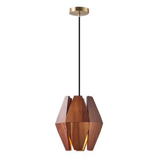 ZOWALA - Modern Dining Room Geometric Walnut Wood Pendant Light Image - 8