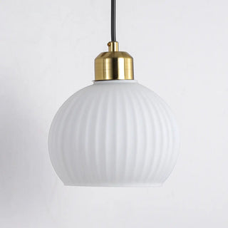 Modern Walnut Wood Ribbed Glass Globe Wall Sconce Zawala Image - 8