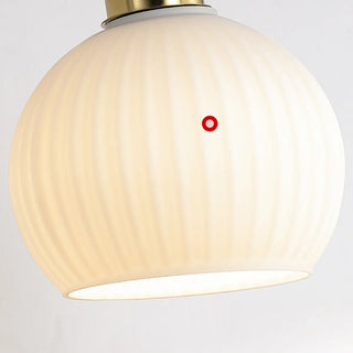 Modern Walnut Wood Ribbed Glass Globe Wall Sconce Zawala Image - 9