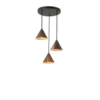 ZOWALA - Modern Dining Room Metal Wood Color Cone Pendant Light Image - 10