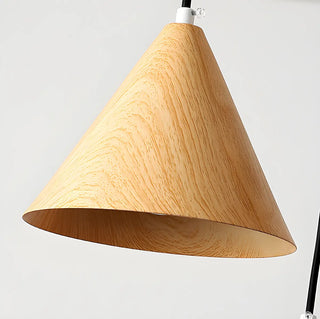 ZOWALA - Modern Dining Room Metal Wood Color Cone Pendant Light Image - 12