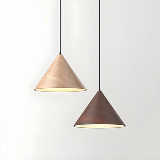 ZOWALA - Modern Dining Room Metal Wood Color Cone Pendant Light Image - 14