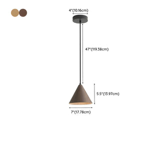 ZOWALA - Modern Dining Room Metal Wood Color Cone Pendant Light #size