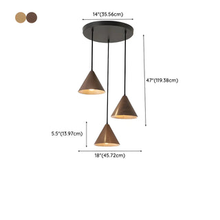 ZOWALA - Modern Dining Room Metal Wood Color Cone Pendant Light Image - 16
