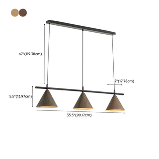 ZOWALA - Modern Dining Room Metal Wood Color Cone Pendant Light Image - 17