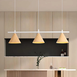 ZOWALA - Modern Dining Room Metal Wood Color Cone Pendant Light Image - 3
