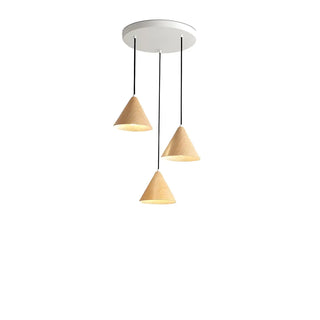 ZOWALA - Modern Dining Room Metal Wood Color Cone Pendant Light Image - 8