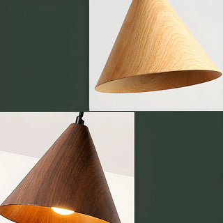ZOWALA - Modern Dining Room Metal Wood Color Cone Pendant Light Image - 9