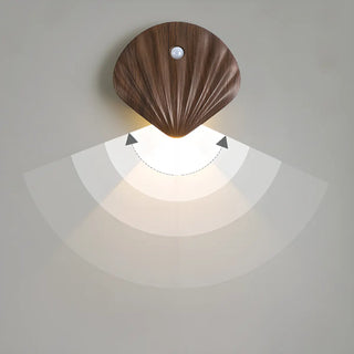 ZOWALA - Modern Wood Color Shell Bedside Metal Wall Sconce Image - 10