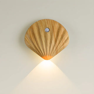 ZOWALA - Modern Wood Color Shell Bedside Metal Wall Sconce Image - 12