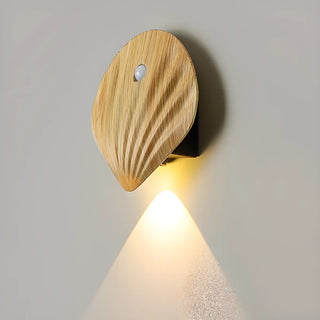 ZOWALA - Modern Wood Color Shell Bedside Metal Wall Sconce Image - 16