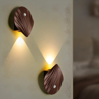 ZOWALA - Modern Wood Color Shell Bedside Metal Wall Sconce Image - 2