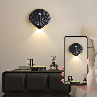 ZOWALA - Modern Wood Color Shell Bedside Metal Wall Sconce Image - 20