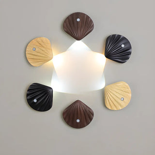ZOWALA - Modern Wood Color Shell Bedside Metal Wall Sconce Image - 3