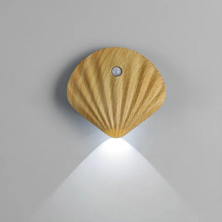 ZOWALA - Modern Wood Color Shell Bedside Metal Wall Sconce Image - 4