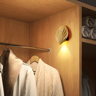 ZOWALA - Modern Wood Color Shell Bedside Metal Wall Sconce Image - 5