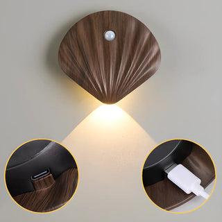 ZOWALA - Modern Wood Color Shell Bedside Metal Wall Sconce Image - 6