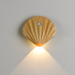 ZOWALA - Modern Wood Color Shell Bedside Metal Wall Sconce Image - 7