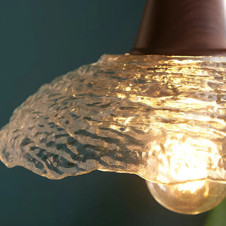 Modern Glass Dome Walnut Wood Pendant Light 1 Bulb Zawala Image - 14