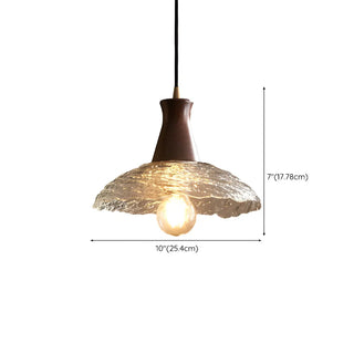 Modern Glass Dome Walnut Wood Pendant Light 1 Bulb Zawala #size