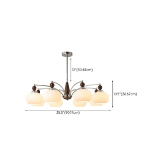 ZOWALA - Modern Walnut White Glass Drum Chandelier Image - 23