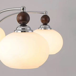 ZOWALA - Modern Walnut White Glass Drum Chandelier Image - 8
