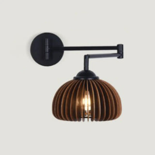 Modern Trendy Walnut Cone Metal Swing Arm Wall Lamp Zawala Image - 11