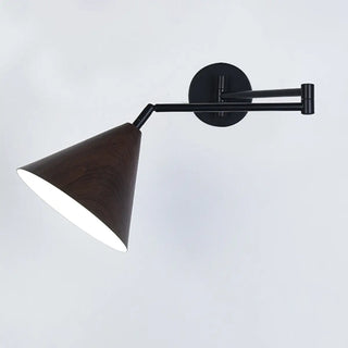 Modern Trendy Walnut Cone Metal Swing Arm Wall Lamp Zawala Image - 13