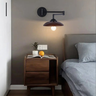 Modern Trendy Walnut Cone Metal Swing Arm Wall Lamp Zawala Image - 18