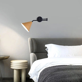 Modern Trendy Walnut Cone Metal Swing Arm Wall Lamp Zawala Image - 19