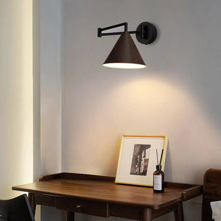 Modern Trendy Walnut Cone Metal Swing Arm Wall Lamp Zawala Image - 21