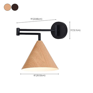 Modern Trendy Walnut Cone Metal Swing Arm Wall Lamp Zawala Image - 23