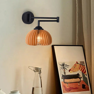 Modern Trendy Walnut Cone Metal Swing Arm Wall Lamp Zawala Image - 3