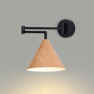 Modern Trendy Walnut Cone Metal Swing Arm Wall Lamp Zawala Image - 4