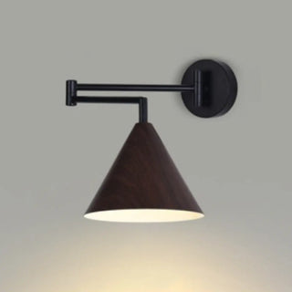 Modern Trendy Walnut Cone Metal Swing Arm Wall Lamp Zawala Image - 5