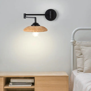 Modern Trendy Walnut Cone Metal Swing Arm Wall Lamp Zawala Image - 8