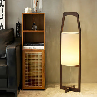 Modern Bedside Barrel Wooden Frame Floor Lamp Zawala Image - 3