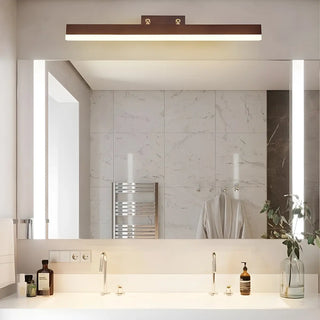 Modern Rectangle Walnut Wooden LED Vanity Lights Zawala Image - 1