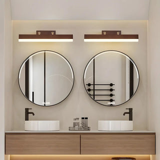 Modern Rectangle Walnut Wooden LED Vanity Lights Zawala Image - 2