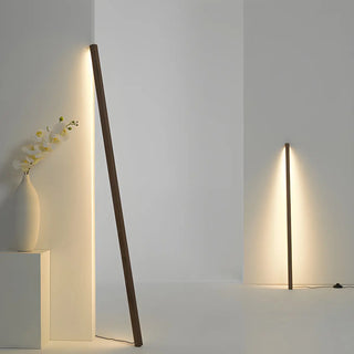 Modish Walnut Rectangular Standing Wooden Floor Lamp Zawala Image - 2
