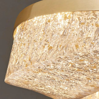 ZOWALA - Wave Circle 2-Tier Resin LED Gold Living Room Chandelier Image - 12