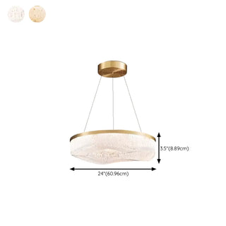 ZOWALA - Wave Circle 2-Tier Resin LED Gold Living Room Chandelier Image - 19